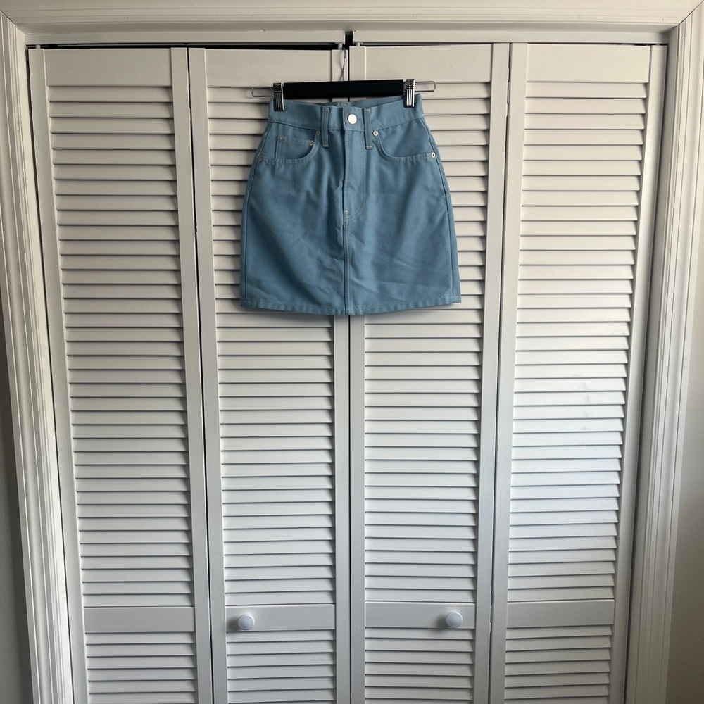 HELMUT LANG High-waisted Denim Skirt in Baby Blue